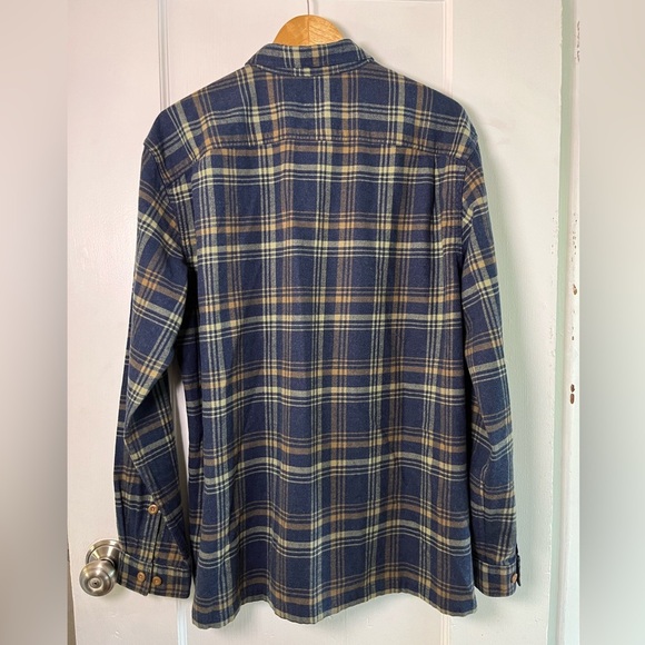 Patagonia Fjord Organic Cotton Flannel Shirt L Drifted Navy | Winter Layer - Picture 3 of 11